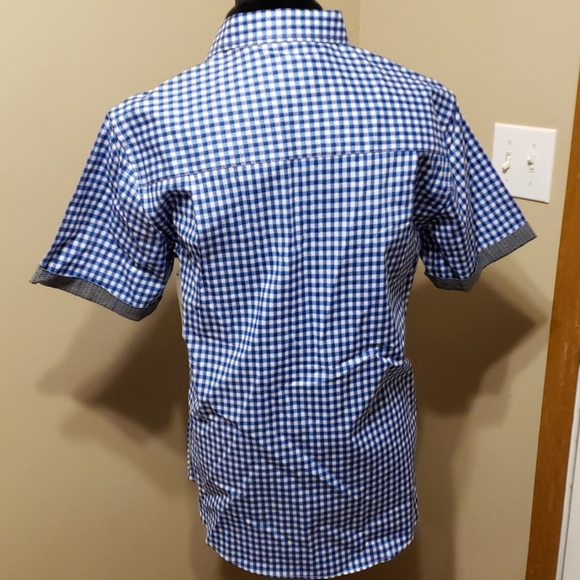 Signature studio short sleeve blue checked shirt - Picture 4 of 5